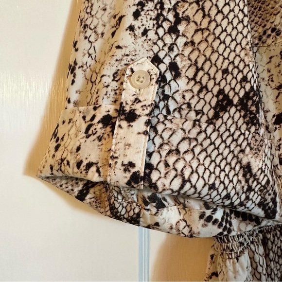 Millenium Dress Animal Print Shift Elastic Tie Waist Snakeskin  3/4 Sleeve Sz XL - Picture 6 of 11